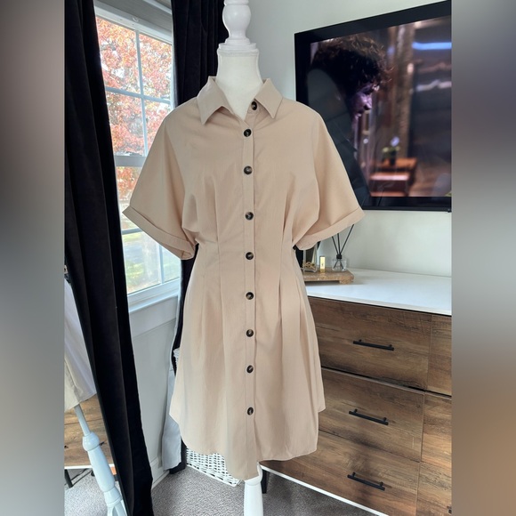 SHEIN Dresses & Skirts - Beige Button-Up Midi Dress